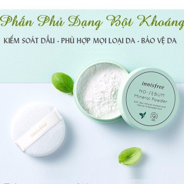 Phan phu kiem dau Innisfree No-Sebum Mineral Powder dang bot