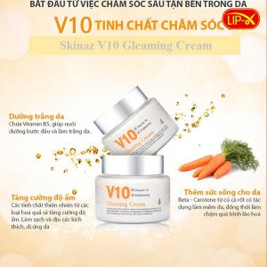 Cong dung kem duong trang da V10 Skinaz Gleaming Cream chinh hang Han Quoc
